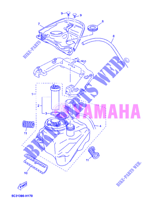 RESERVOIR A ESSENCE pour Yamaha MBK OVETTO 50 4 TEMPS de 2012