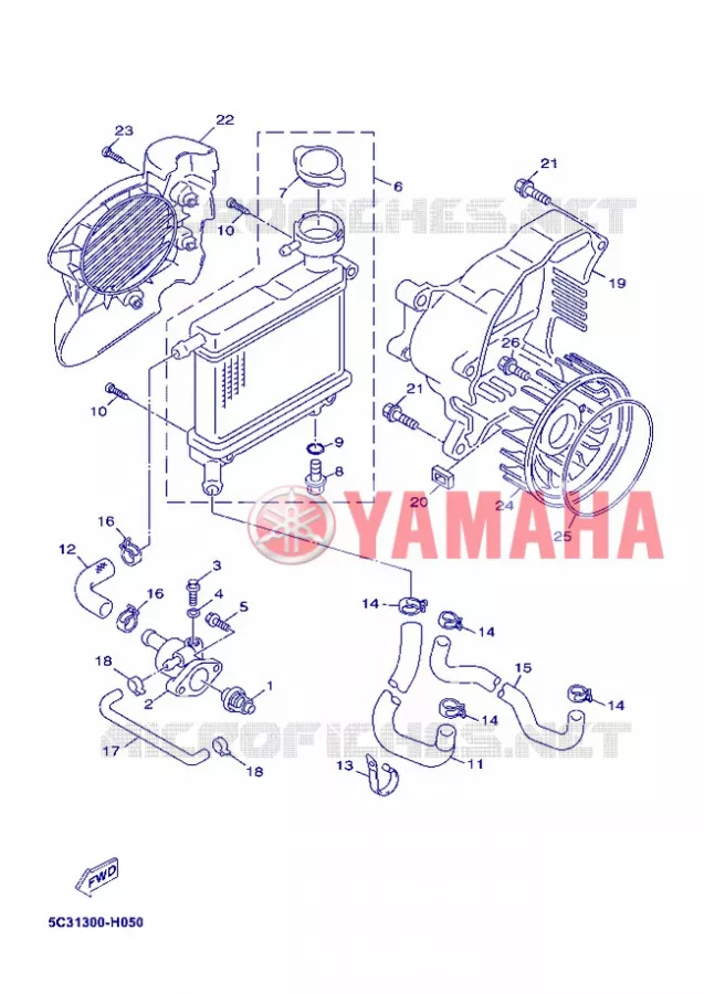 RADIATEUR / DURITES Yamaha SCOOTER 50 2012 NEOS 4T UBS  YN50FU