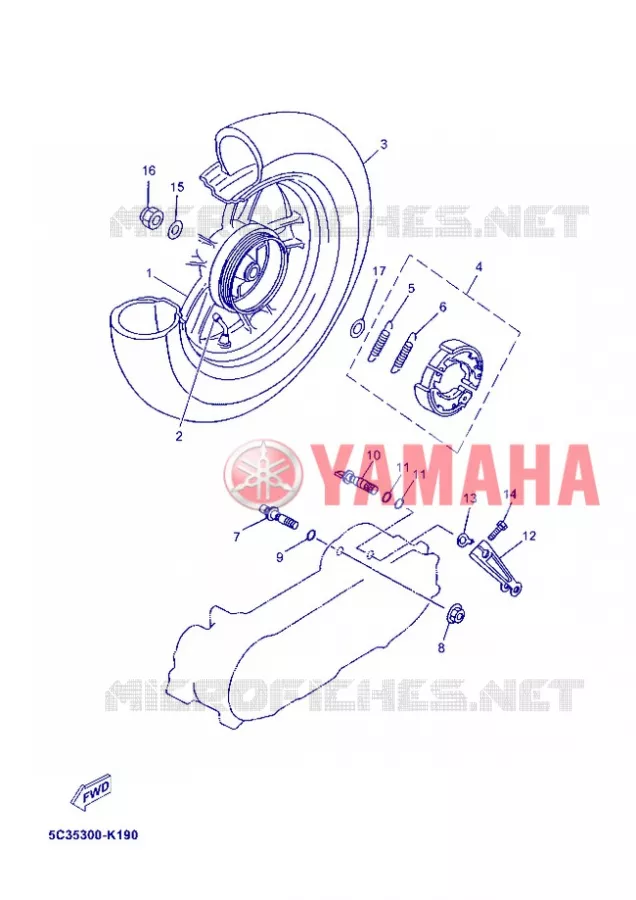 ROUE ARRIERE Yamaha SCOOTER 50 2012 NEOS 4T UBS  YN50FU