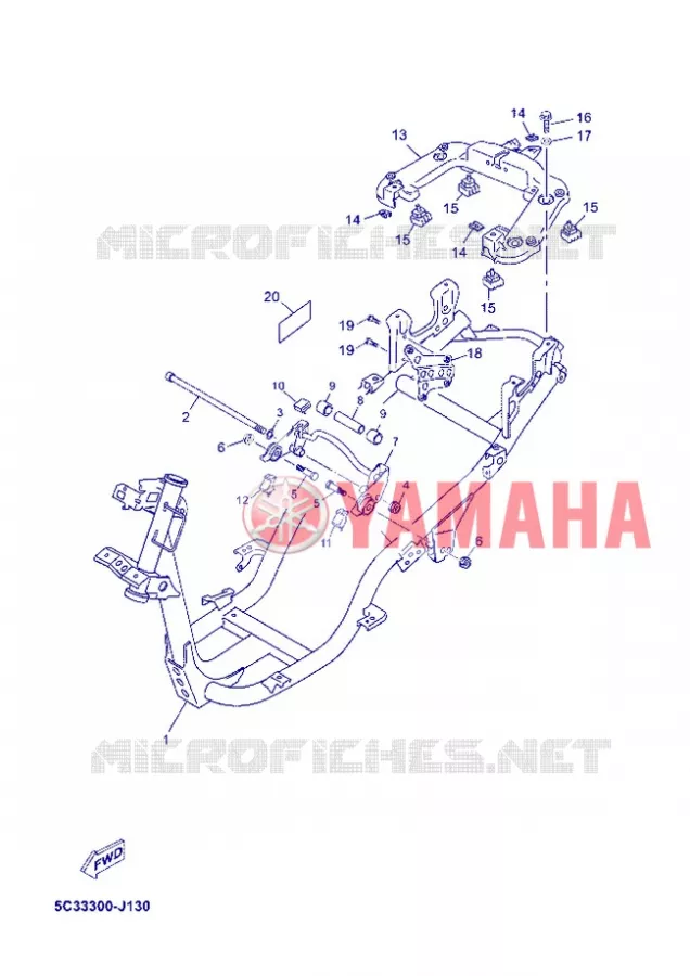 CADRE Yamaha SCOOTER 50 2012 OVETTO 4T UBS  YN50FU