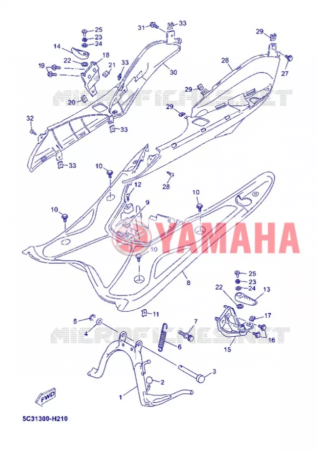 SUPPORT / REPOSE PIEDS Yamaha SCOOTER 50 2012 OVETTO 4T UBS  YN50FU