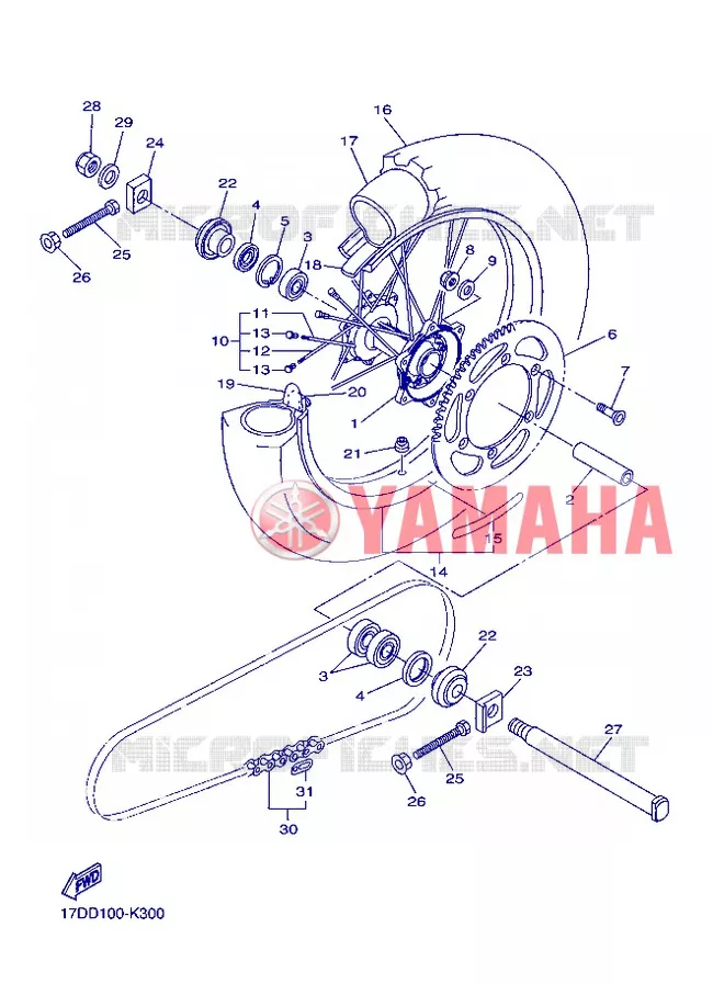ROUE ARRIERE Yamaha MOTO 450 2012 YZF  YZ450F