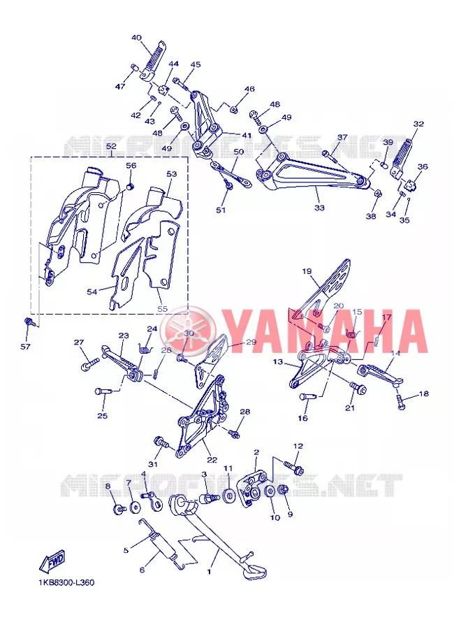 SUPPORT / REPOSE PIEDS Yamaha MOTO 1000 2012 R1  YZF-R1
