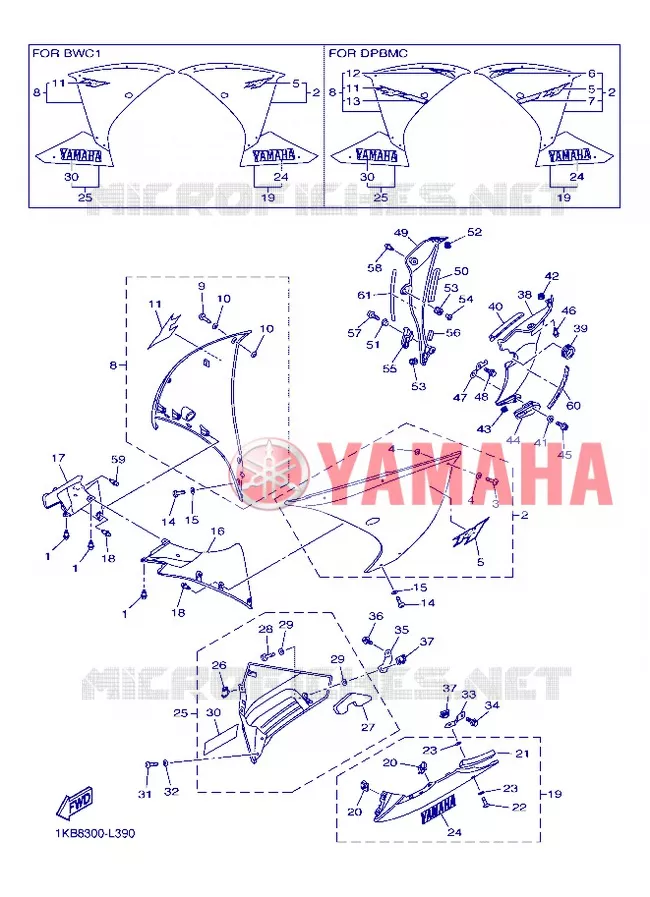 CARENAGES 2 Yamaha MOTO 1000 2012 R1  YZF-R1