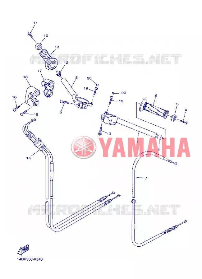 GUIDON ET CABLES Yamaha MOTO 1000 2012 R1  YZF-R1