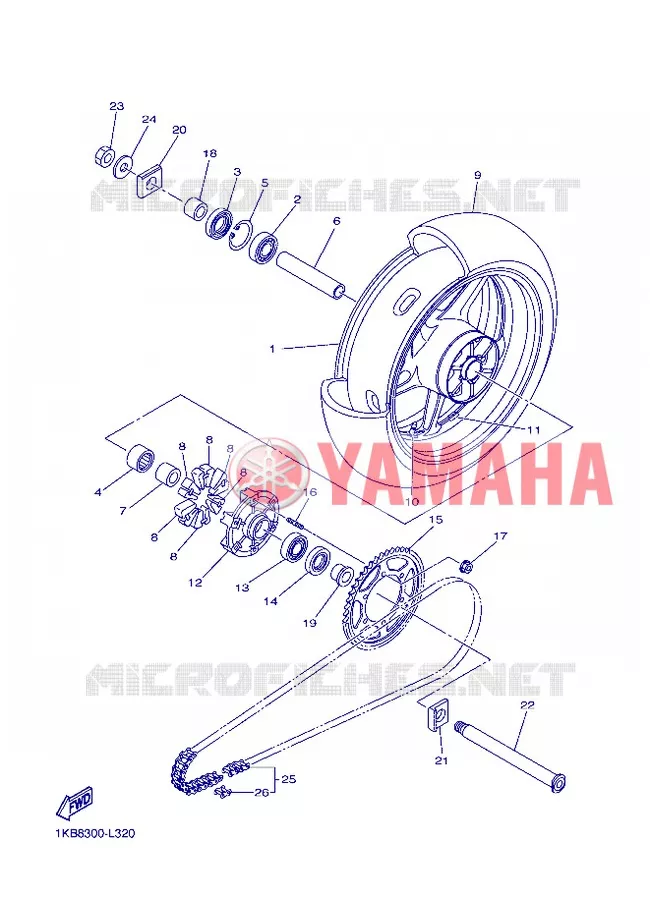 ROUE ARRIERE Yamaha MOTO 1000 2012 R1  YZF-R1