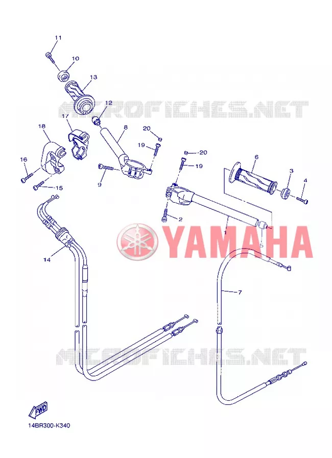 GUIDON ET CABLES Yamaha MOTO 1000 2012 R1  YZF-R1