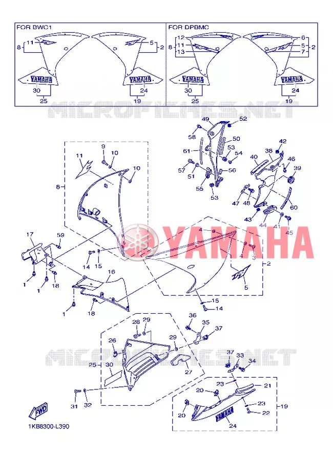 CARENAGES 2 Yamaha MOTO 1000 2012 R1  YZF-R1