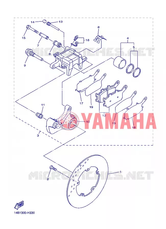ETRIER DE FREIN ARRIERE Yamaha MOTO 1000 2012 R1  YZF-R1