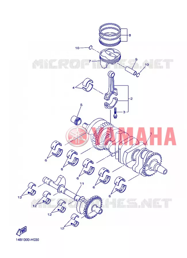 VILEBREQUIN / PISTON Yamaha MOTO 1000 2012 R1  YZF-R1