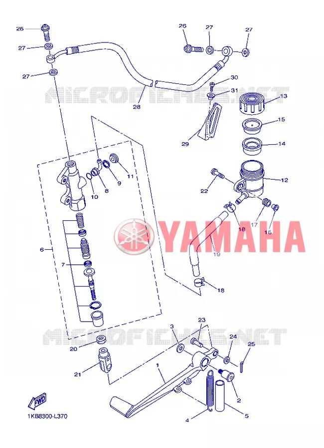 MAITRE CYLINDRE DE FREIN ARRIERE Yamaha MOTO 1000 2012 R1  YZF-R1