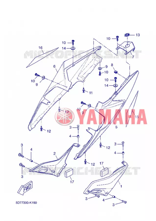 COUVERCLE LATERAL Yamaha MOTO 125 2012 R125  YZF-R125