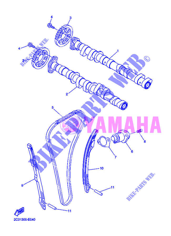 ARBRE A CAMES / CHAINE DE DISTRIBUTION pour Yamaha YZF-R6 de 2012