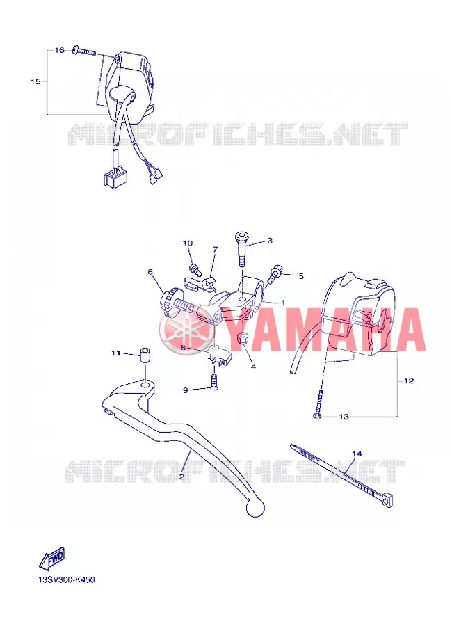 COMMODO / LEVIER Yamaha MOTO 600 2012 R6  YZF-R6