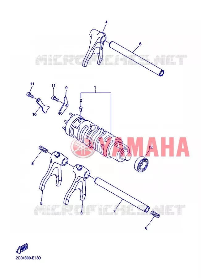 BARILLET DE SELECTION / FOURCHETTES Yamaha MOTO 600 2012 R6  YZF-R6