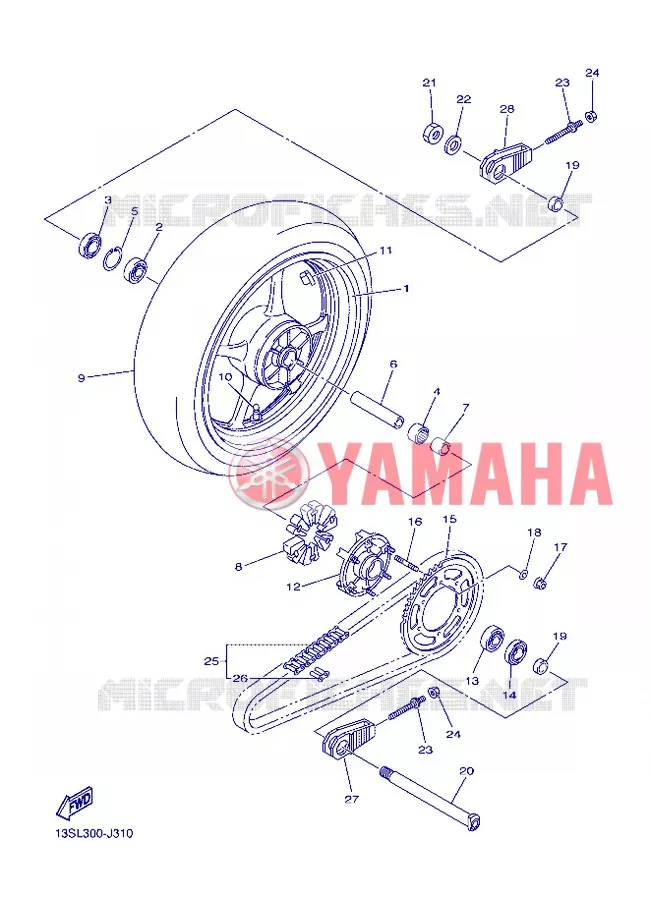 ROUE ARRIERE Yamaha MOTO 600 2012 R6  YZF-R6