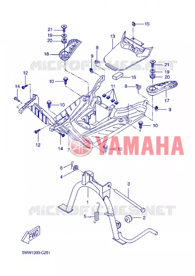 SUPPORT / REPOSE PIEDS Yamaha SCOOTER 50 2013 BOOSTER  CW50