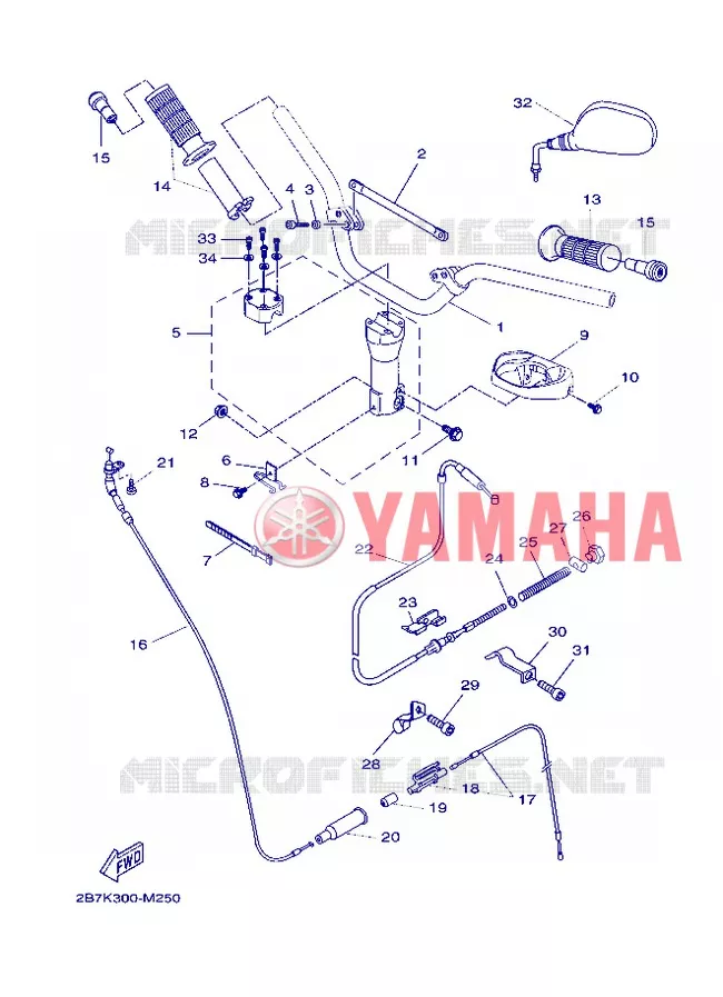 GUIDON ET CABLES Yamaha SCOOTER 50 2013 BOOSTER  CW50N