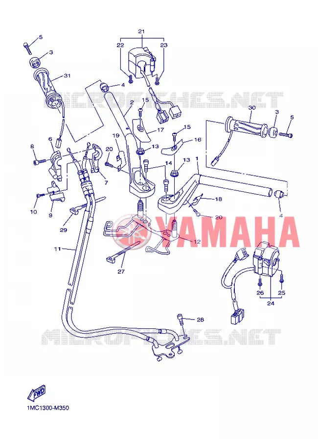 GUIDON ET CABLES Yamaha MOTO 1300 2013 FJR ABS  FJR1300A