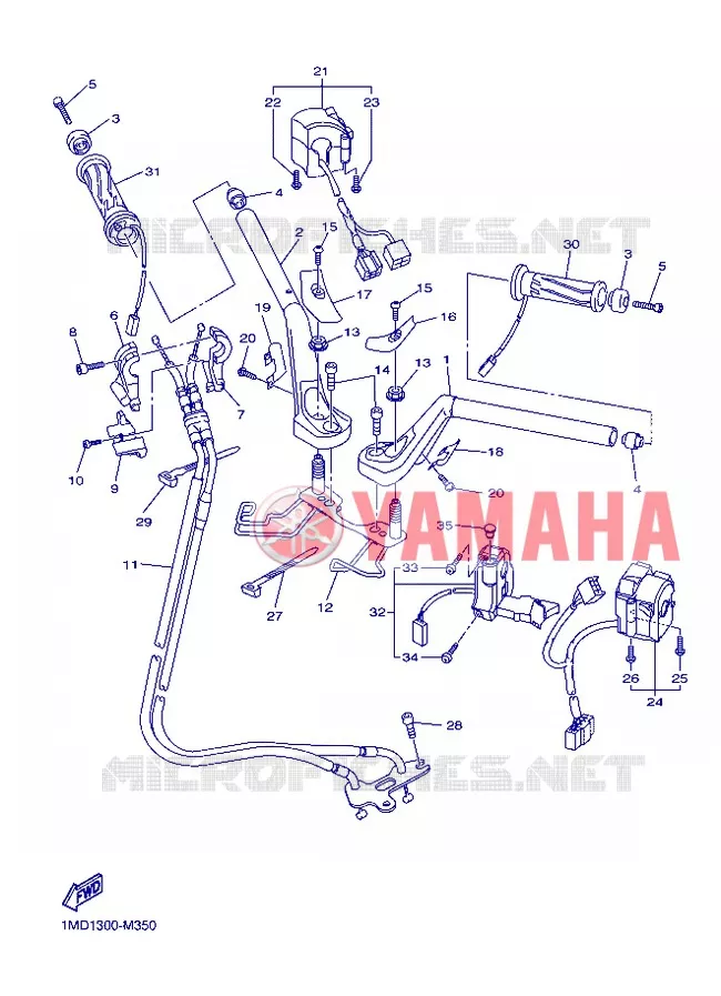 GUIDON ET CABLES Yamaha MOTO 1300 2013 FJR AS ABS  FJR1300AS