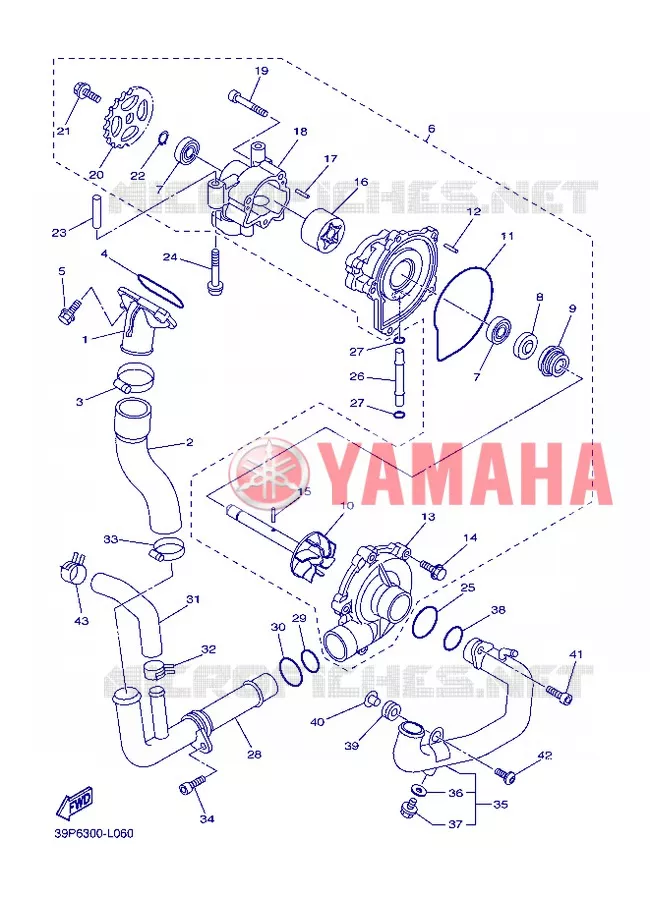 POMPE A EAU / DURITES Yamaha MOTO 800 2013 FZ8  FZ8-N