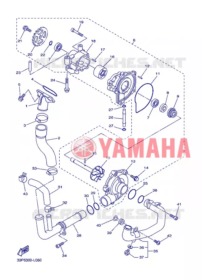 POMPE A EAU / DURITES Yamaha MOTO 800 2013 FZ8  FZ8-N