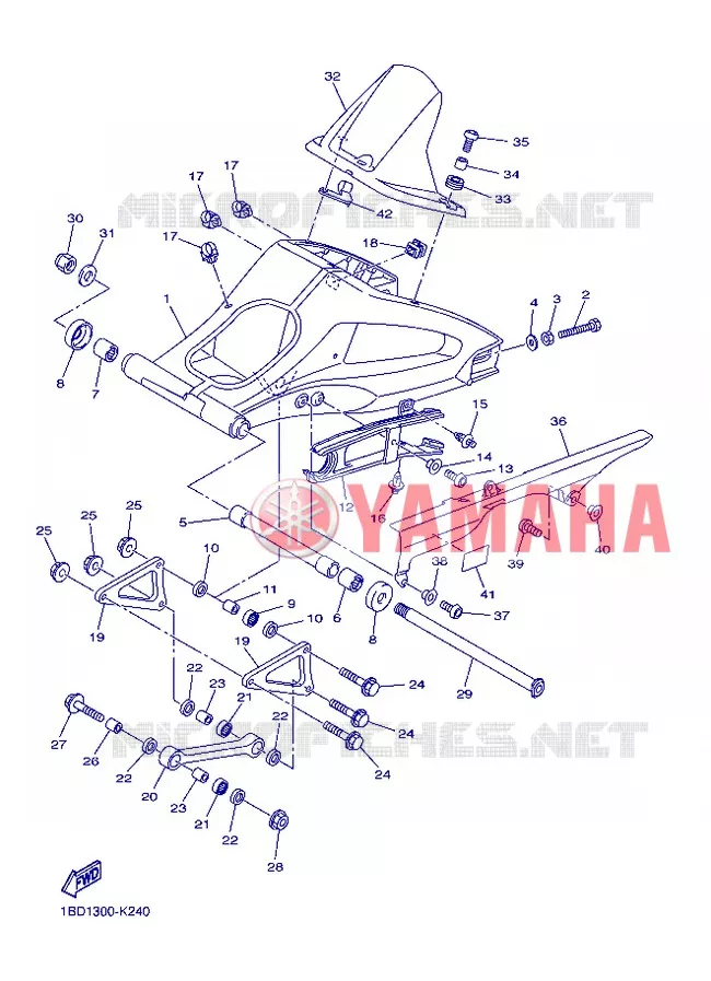 BRAS ARRIERE Yamaha MOTO 800 2013 FZ8 ABS  FZ8-NA