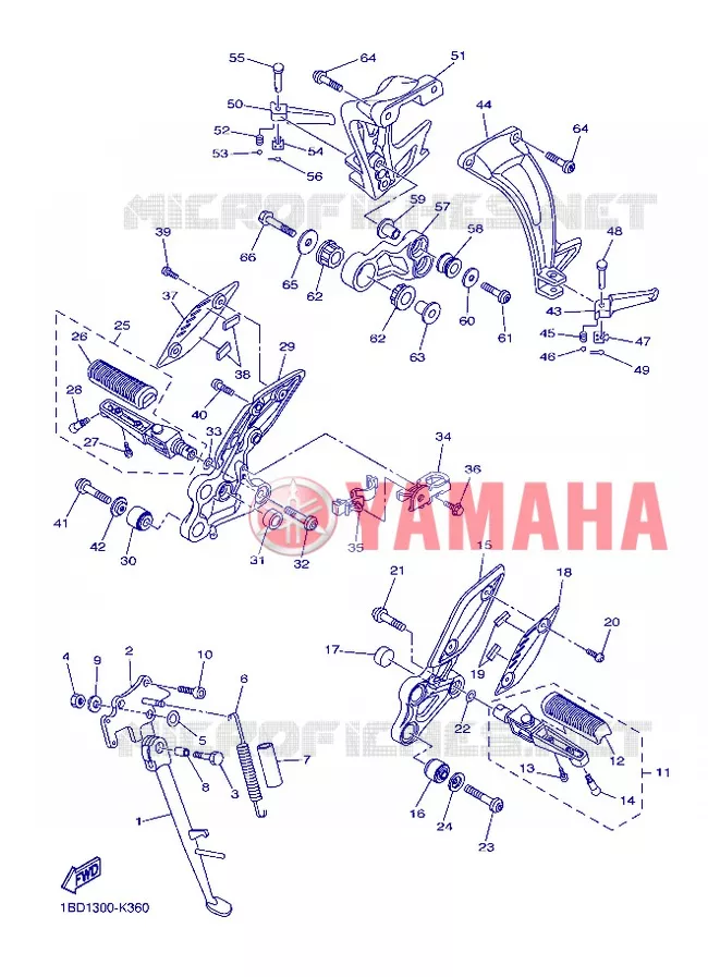 SUPPORT / REPOSE PIEDS Yamaha MOTO 800 2013 FZ8 ABS  FZ8-NA