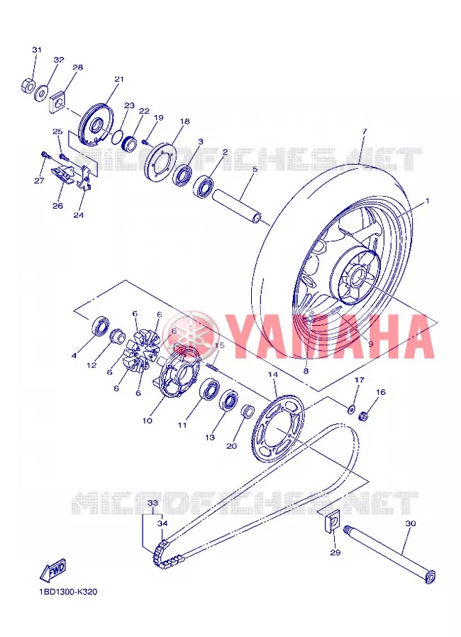 ROUE ARRIERE Yamaha MOTO 800 2013 FZ8 ABS  FZ8-NA