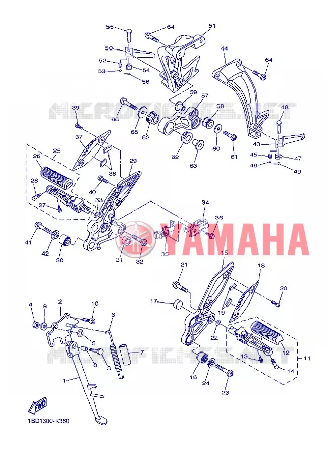 SUPPORT / REPOSE PIEDS Yamaha MOTO 800 2013 FZ8 ABS  FZ8-NA