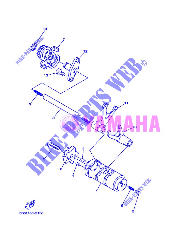 BARILLET DE SELECTION / FOURCHETTES pour Yamaha TT-R110E de 2013