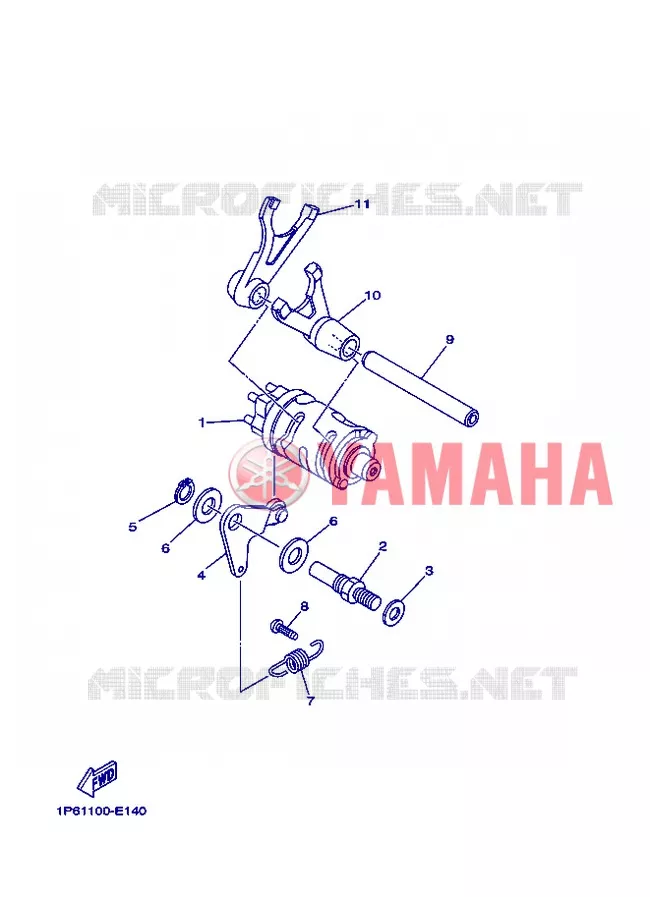 BARILLET DE SELECTION / FOURCHETTES Yamaha MOTO 50 2013 TTR  TT-R50E