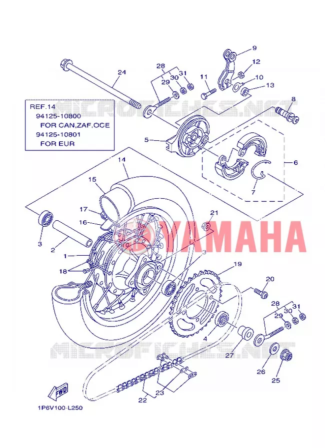 ROUE ARRIERE Yamaha MOTO 50 2013 TTR  TT-R50E