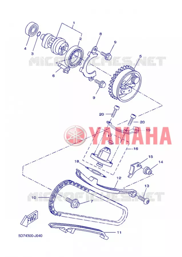 ARBRE A CAMES / CHAINE DE DISTRIBUTION Yamaha MOTO 125 2013 WR-R  WR125R