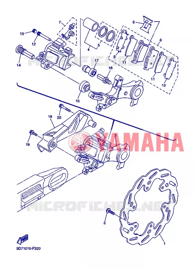 ETRIER DE FREIN ARRIERE Yamaha MOTO 250 2013 WR-R  WR250R