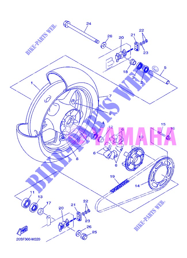 ROUE ARRIERE pour Yamaha DIVERSION 600 F de 2013