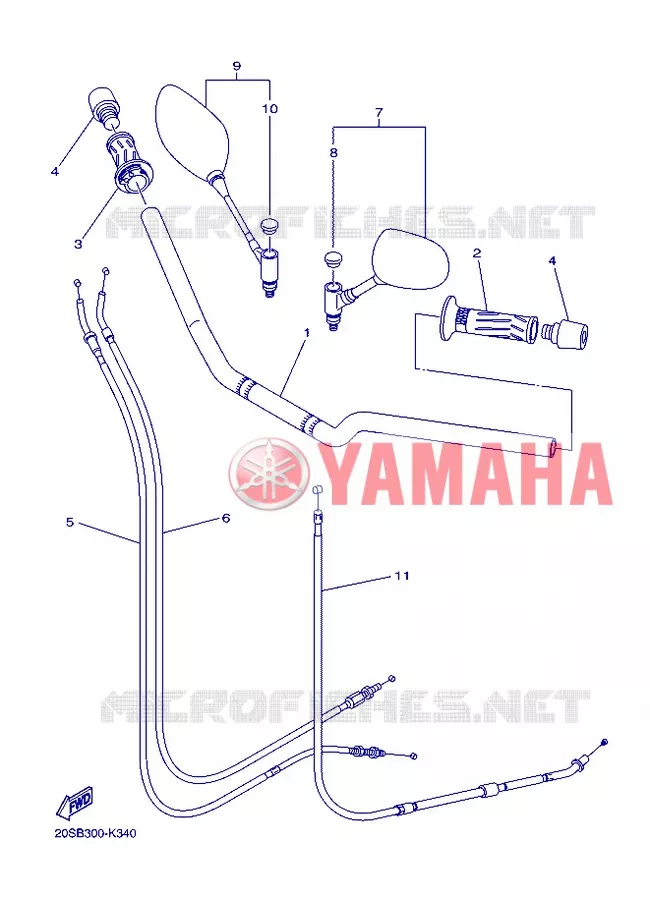 GUIDON ET CABLES Yamaha MOTO 600 2013 XJ6  XJ6N