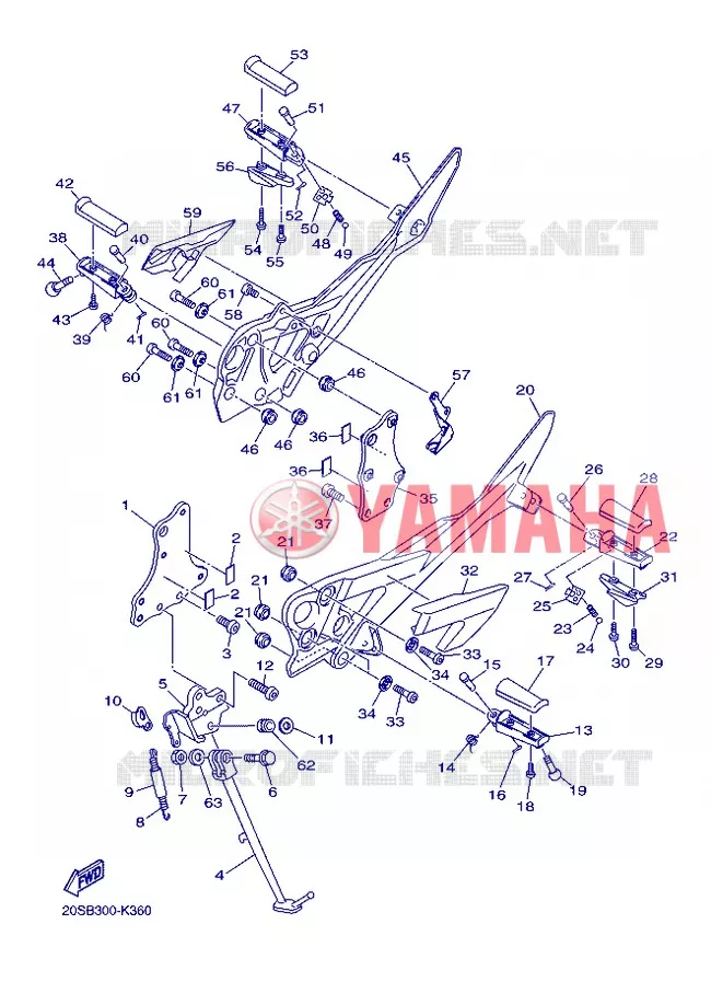 SUPPORT / REPOSE PIEDS Yamaha MOTO 600 2013 XJ6 ABS  XJ6NA