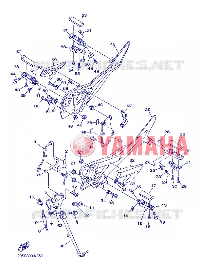 SUPPORT / REPOSE PIEDS Yamaha MOTO 600 2013 XJ6 ABS  XJ6NA