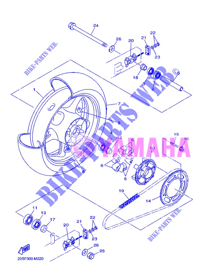 ROUE ARRIERE pour Yamaha DIVERSION 600 de 2013