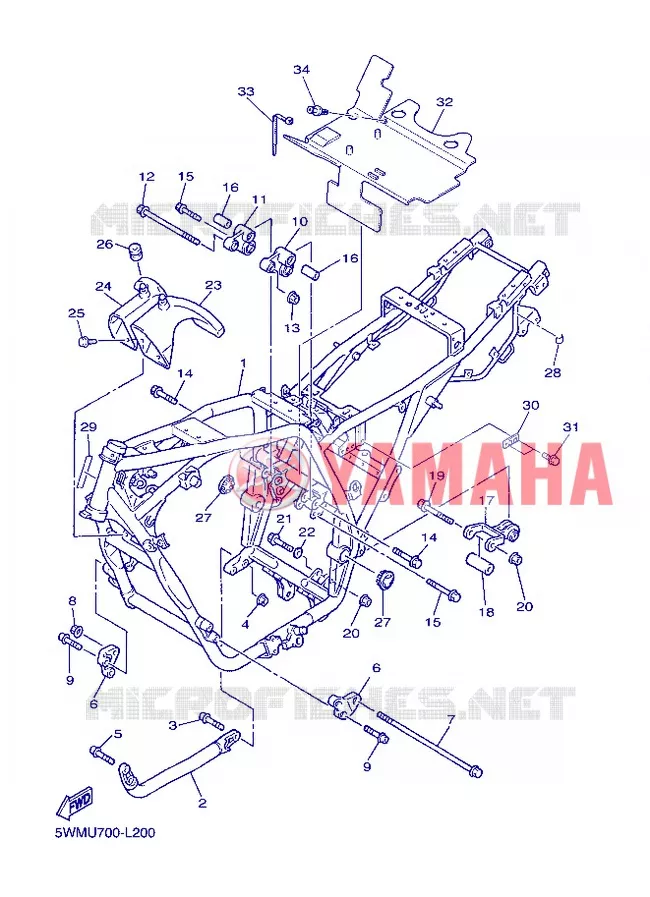 CADRE Yamaha MOTO 1300 2013 XJR  XJR1300