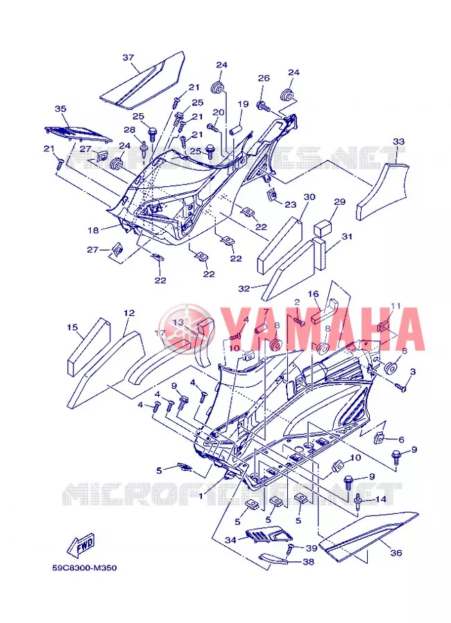 SUPPORT / REPOSE PIEDS 2 Yamaha SCOOTER 530 2013 TMAX ABS  XP500A