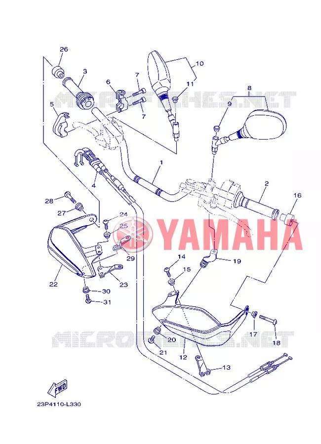 GUIDON ET CABLES Yamaha MOTO 1200 2013 XTZ SUPER TENERE  XT1200Z