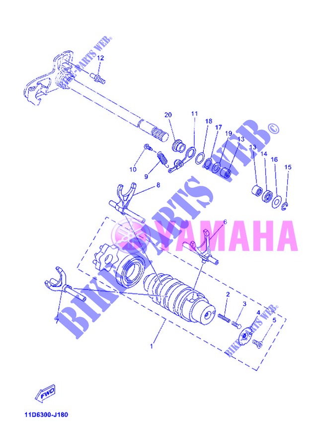 BARILLET DE SELECTION / FOURCHETTES pour Yamaha XT660ZA de 2013