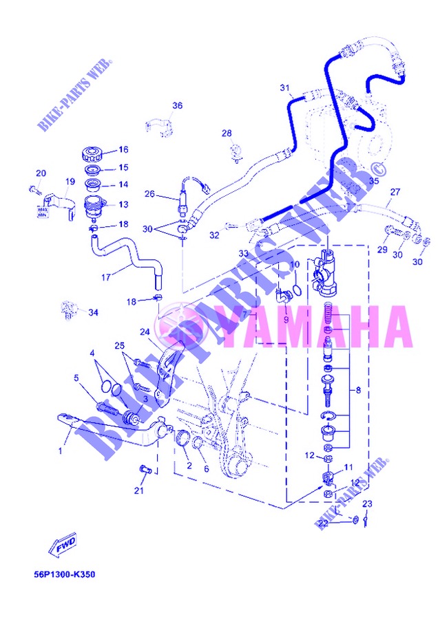 MAITRE CYLINDRE DE FREIN ARRIERE pour Yamaha XT660ZA de 2013