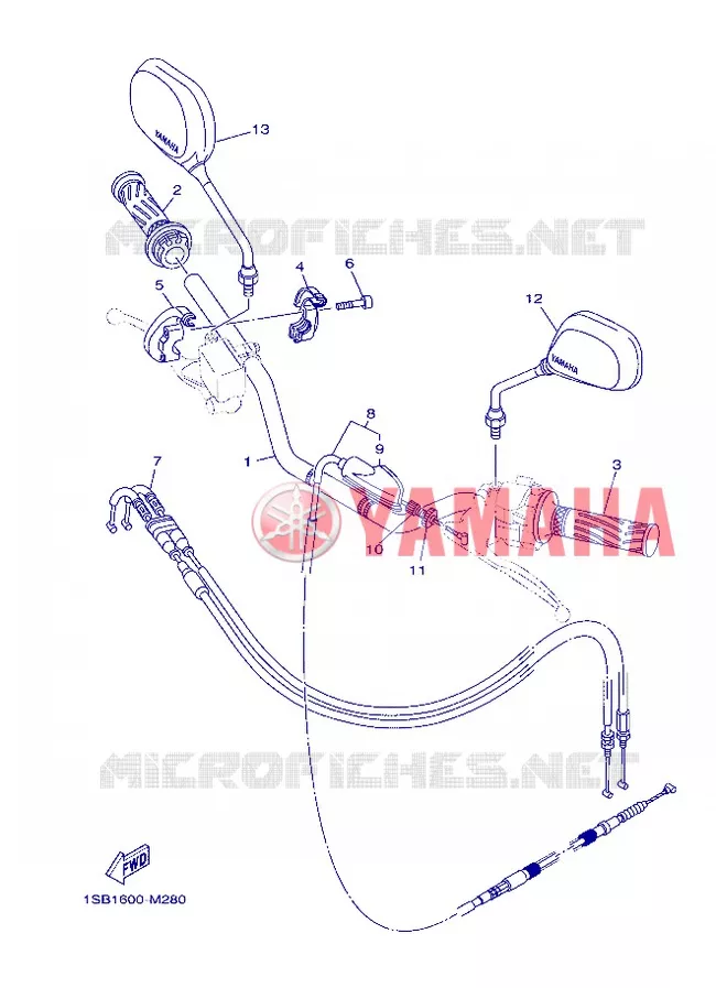 GUIDON ET CABLES Yamaha MOTO 125 2013 XTZ  XTZ125E