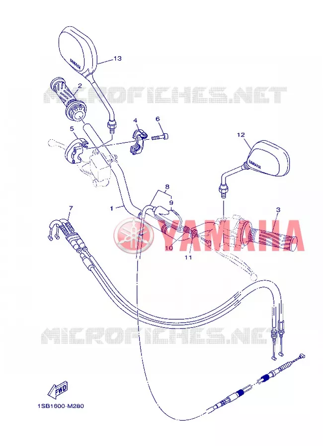 GUIDON ET CABLES Yamaha MOTO 125 2013 XTZ  XTZ125E