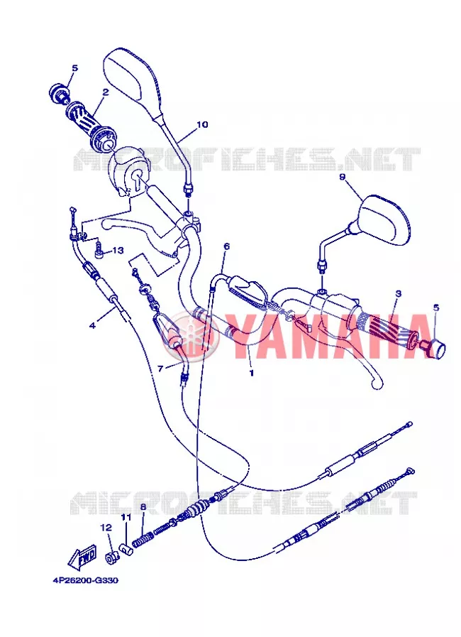 GUIDON ET CABLES 2 Yamaha MOTO 125 2013 YBR  YBR125E