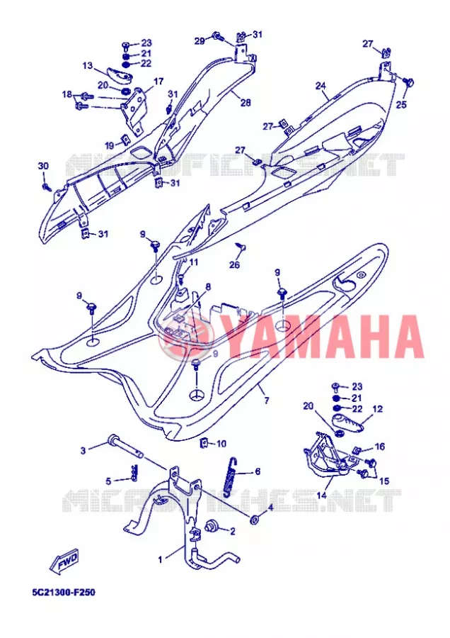 SUPPORT / REPOSE PIEDS Yamaha SCOOTER 50 2013 NEOS  YN50
