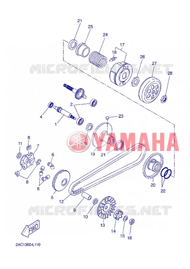 EMBRAYAGE DE DEMARREUR Yamaha SCOOTER 50 2013 OVETTO 4T  YN50F